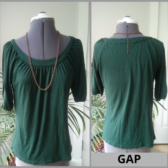 GAP Tops - GAP Forest Green Scooped Neck Tee